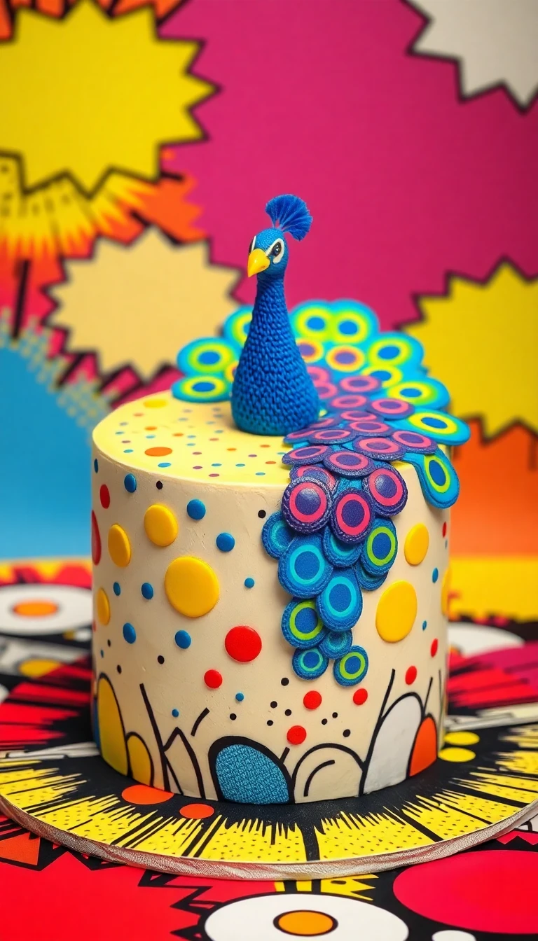 Pop Art Peacock Cake Pop Art Peacock Cake