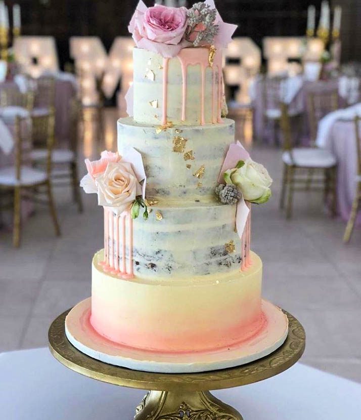 Blush Pink Semi-Naked Wedding Cake
