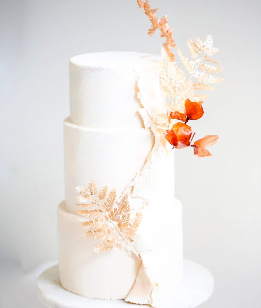 Fall Fern Wedding Cake