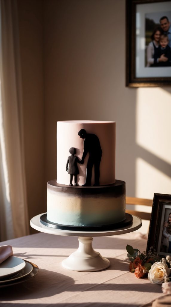Father and Child Silhouette Cake