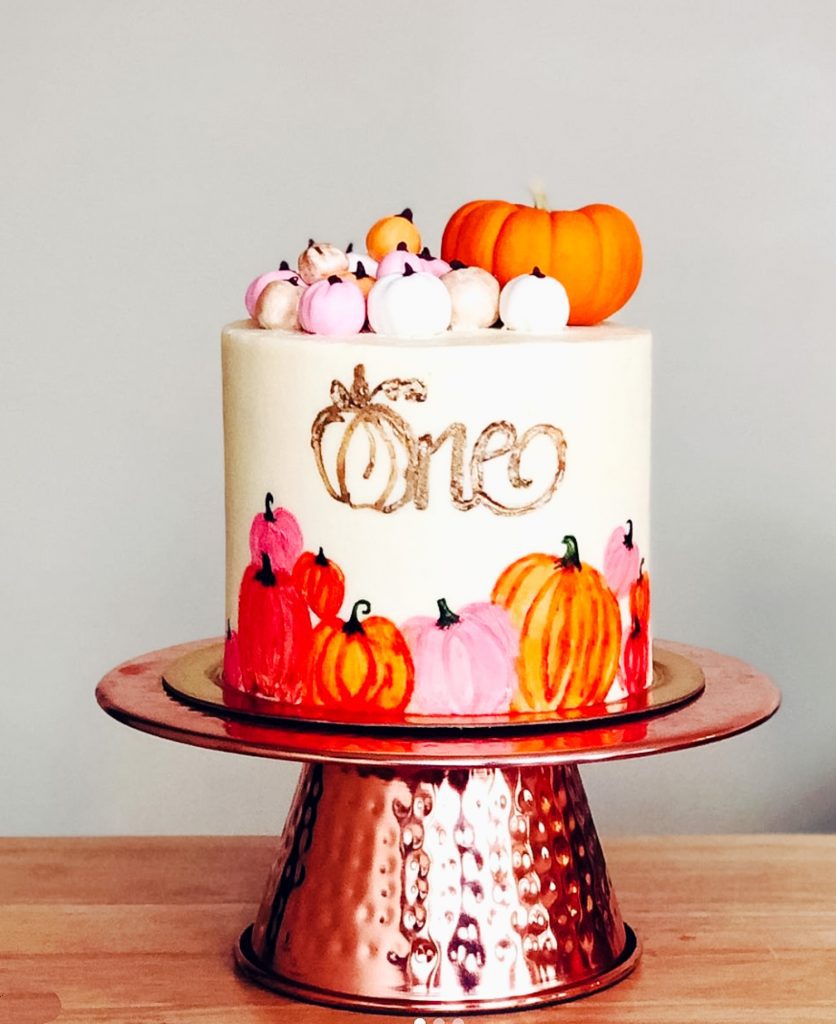 Pumpkin First Birthday Cake