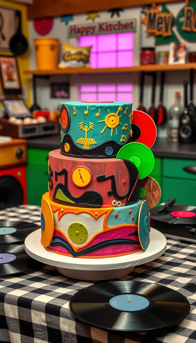 retro vinyl record cake