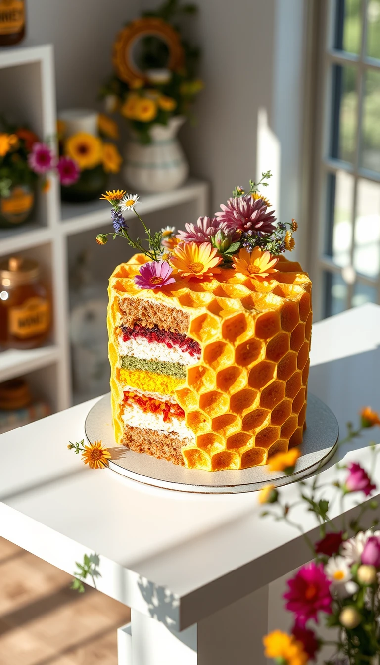 wildflower honeycomb cake