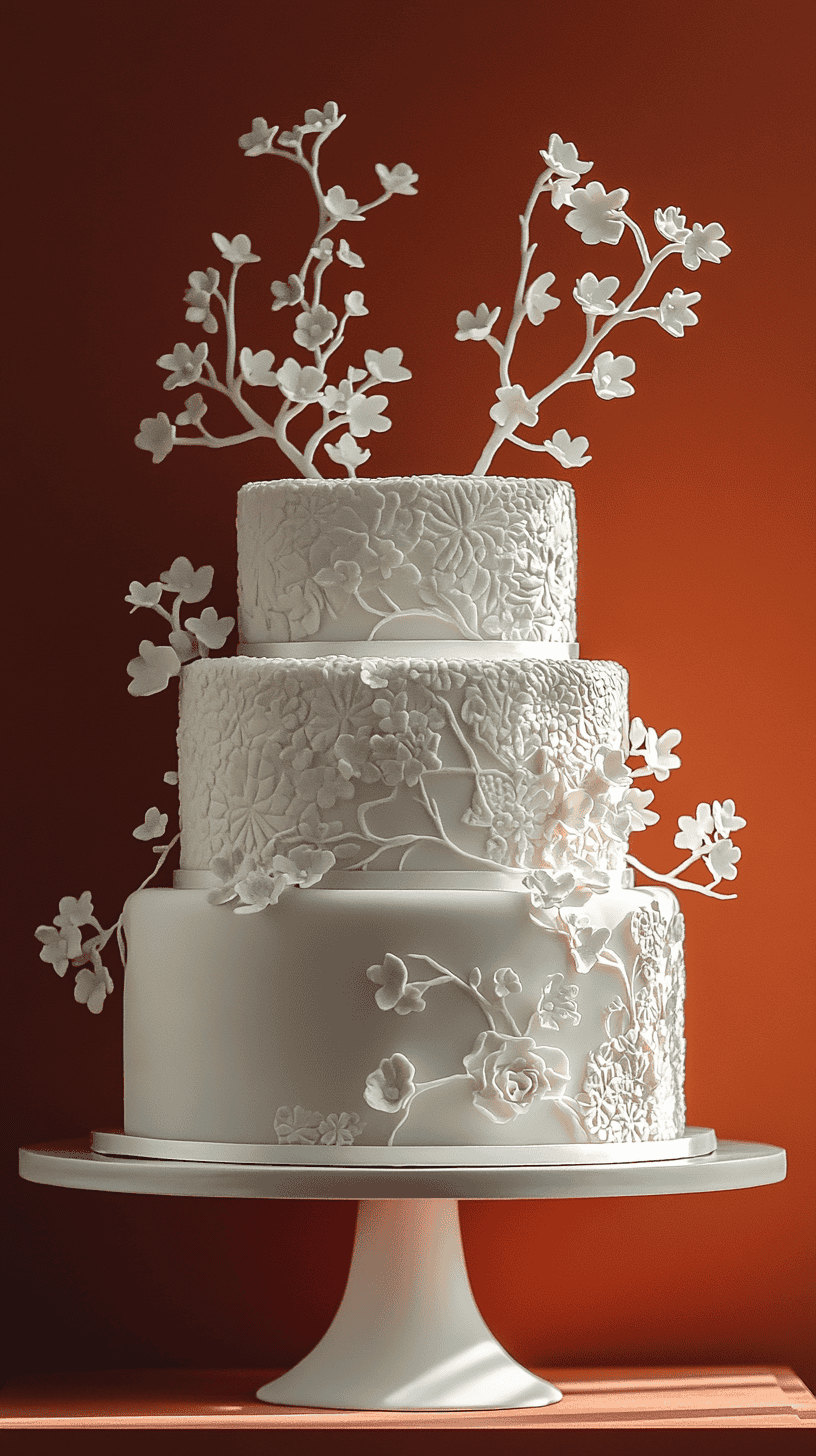 A minimalist Mexican wedding cake with a focus on simplicity and elegance.