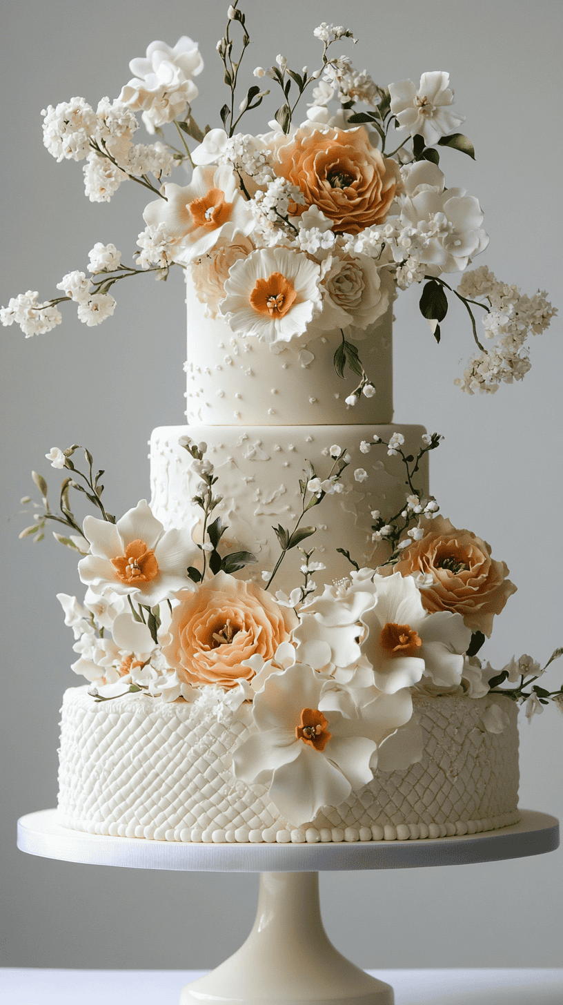 A minimalist Mexican wedding cake with a focus on simplicity and elegance.