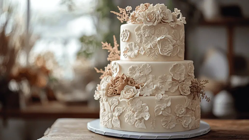A minimalist Mexican wedding cake with a focus on simplicity and elegance.