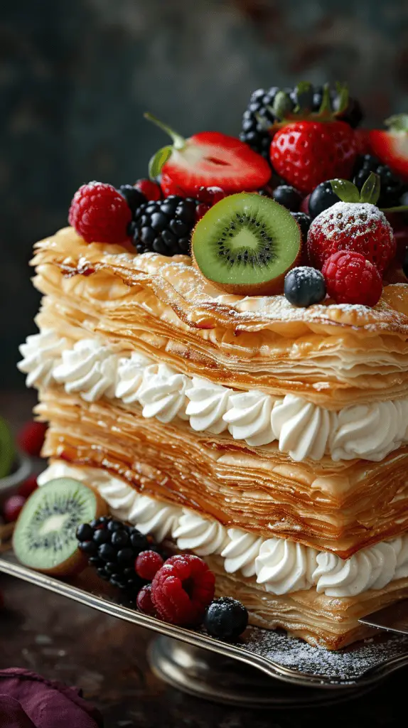 A luxurious Millefoglie wedding cake design