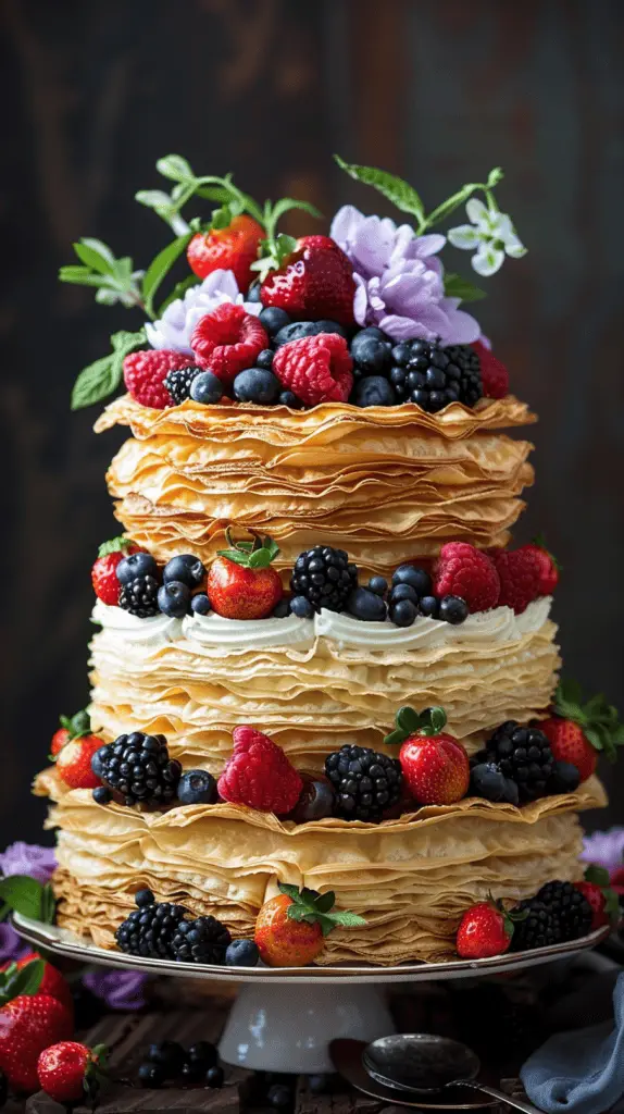 A luxurious Millefoglie wedding cake design