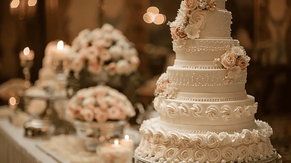 Italian wedding cake on display